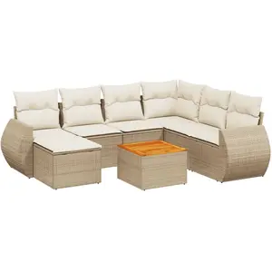 vidaXL Salon de jardin avec coussins 8 pcs beige résine tressée