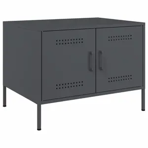 vidaXL Table basse anthracite 68x50x50,5 cm acier laminé à froid pas cher