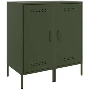 vidaXL Vidaxl Buffets 2 Pcs Vert Olive 36x39x79 Cm Acier
