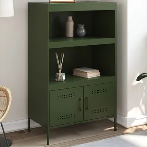 vidaXL Buffet haut vert olive 68x39x113 cm acier pas cher