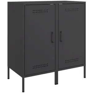 vidaXL Vidaxl Buffets 2 Pcs Noir 36x39x79 Cm Acier