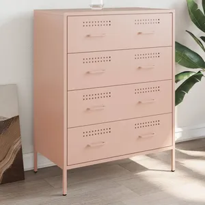 vidaXL Buffet rose 68x39x89 cm acier pas cher