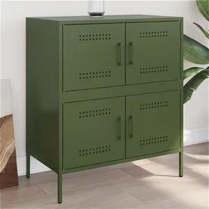 vidaXL Buffet vert olive 68x39x79 cm acier pas cher