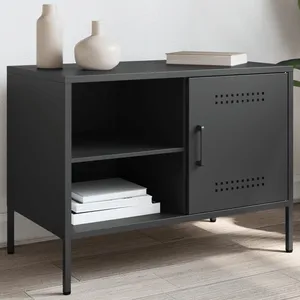 vidaXL Meuble TV noir 68x39x50,5 cm acier pas cher