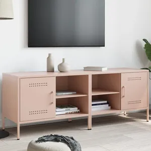 vidaXL Meubles TV 2 pcs rose 68x39x50,5 cm acier pas cher