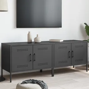 vidaXL Meubles TV 2 pcs noir 68x39x50,5 cm acier pas cher