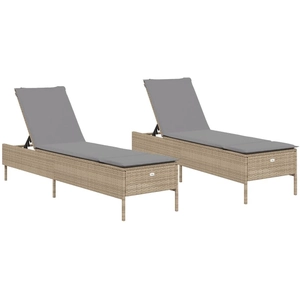 Comparateur de prix : vidaXL Chaises longues avec coussins lot de 2 beige résine tressée