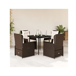 vidaXL Ensemble à manger de jardin 5 pcs et coussins marron poly rotin pas cher