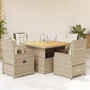 vidaXL Ensemble à manger de jardin avec coussins 5pcs Beige poly rotin pas cher