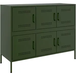 vidaXL Buffet vert olive 100,5x39x79 cm acier laminé à froid pas cher