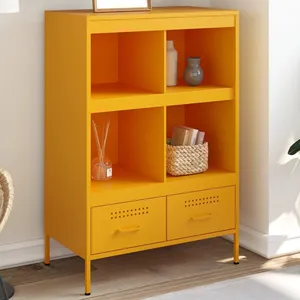 vidaXL Buffet haut jaune moutarde 68x39x101,5 cm acier laminé à froid pas cher
