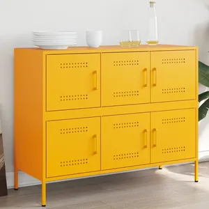 vidaXL Buffet jaune moutarde 100,5x39x79 cm acier laminé à froid pas cher