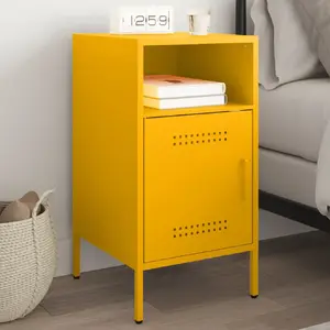 vidaXL Table de chevet jaune moutarde 36x39x68 cm acier laminé à froid pas cher