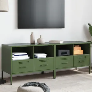 vidaXL Vidaxl Meubles Tv 2 Pcs Vert Olive 68x39x50,5 Cm Acier pas cher