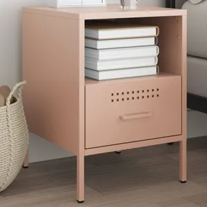 vidaXL Table de chevet rose 36x39x50,5 cm acier laminé à froid pas cher