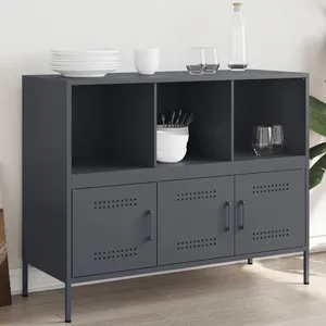 vidaXL Buffet anthracite 100,5x39x79 cm acier laminé à froid pas cher