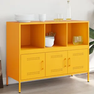 vidaXL Buffet jaune moutarde 100,5x39x79 cm acier laminé à froid pas cher