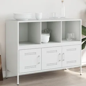vidaXL Vidaxl Buffet Blanc 100,5x39x79 Cm Acier pas cher