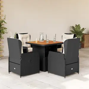 Comparateur de prix : vidaXL Ensemble à manger de jardin coussins 5pcs Noir Résine tressée
