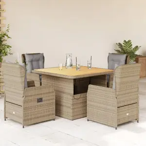 vidaXL Ensemble à manger de jardin avec coussins 5pcs Beige poly rotin pas cher
