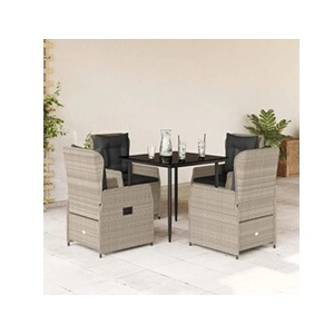 vidaXL Ensemble à manger de jardin et coussins 5 pcs gris clair rotin pas cher