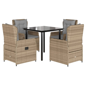 vidaXL Ensemble à manger de jardin avec coussins 5pcs Beige poly rotin pas cher