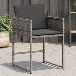 vidaXL Chaises de jardin avec coussins lot de 4 gris résine tressée pas cher