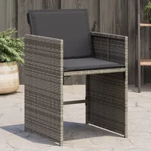 vidaXL Chaises de jardin avec coussins lot de 4 gris résine tressée pas cher