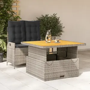 vidaXL Ensemble à manger de jardin et coussins 2 pcs gris rotin pas cher