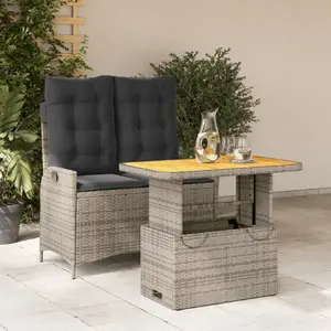 vidaXL Ensemble à manger de jardin et coussins 2 pcs gris rotin pas cher