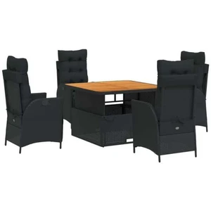 vidaXL Ensemble à manger de jardin coussins 5pcs Noir Résine tressée pas cher