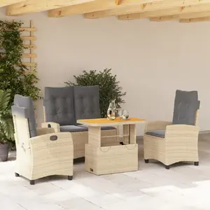 Comparateur de prix : vidaXL Ensemble à manger de jardin coussins 4 pcs beige résine tressée