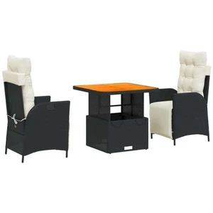 vidaXL Ensemble à manger de jardin avec coussins 3 pcs Noir pas cher