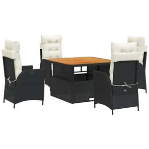 vidaXL Ensemble à manger de jardin coussins 5pcs Noir Résine tressée pas cher
