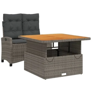 vidaXL Ensemble à manger de jardin et coussins 2 pcs gris rotin pas cher