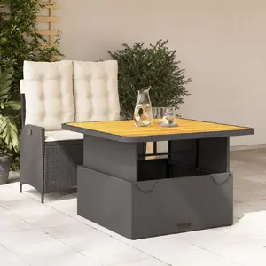vidaXL Ensemble à manger de jardin coussins 2pcs noir résine tressée pas cher