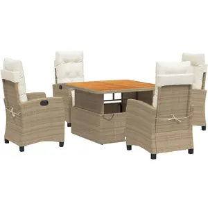 vidaXL Ensemble à manger de jardin avec coussins 5pcs Beige poly rotin pas cher