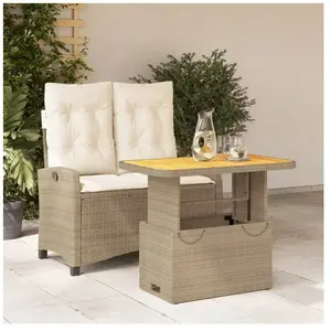 vidaXL Ensemble à manger de jardin et coussins 2 pcs beige poly rotin pas cher