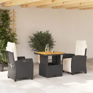 vidaXL Ensemble à manger de jardin avec coussins 3 pcs Noir pas cher