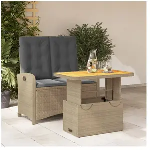 vidaXL Ensemble à manger de jardin et coussins 2 pcs beige poly rotin pas cher