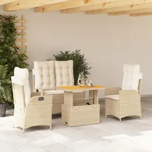 Comparateur de prix : vidaXL Ensemble à manger de jardin coussins 4 pcs beige résine tressée