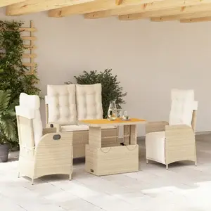 Comparateur de prix : vidaXL Ensemble à manger de jardin coussins 4 pcs beige résine tressée