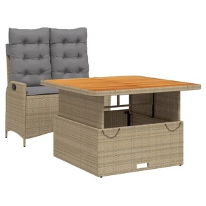 vidaXL Ensemble à manger de jardin et coussins 2 pcs beige poly rotin pas cher