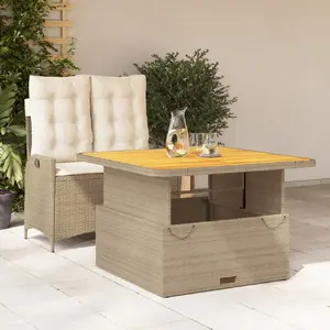 vidaXL Ensemble à manger de jardin et coussins 2 pcs beige poly rotin pas cher
