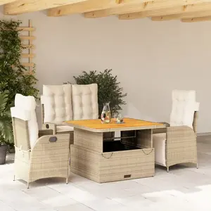 Comparateur de prix : vidaXL Ensemble à manger de jardin coussins 4 pcs beige résine tressée