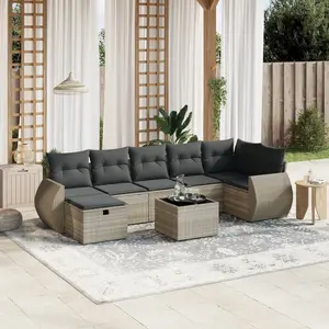 vidaXL Salon de jardin 8 pcs avec coussins gris clair résine tressée pas cher
