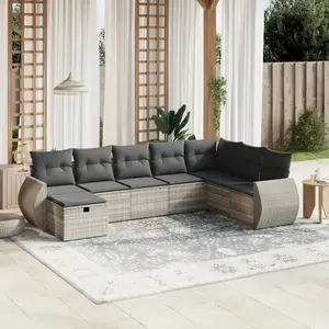 vidaXL Salon de jardin 8 pcs avec coussins gris clair résine tressée pas cher