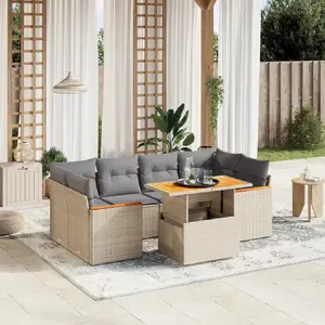 vidaXL Salon de jardin avec coussins 7 pcs beige résine tressée pas cher