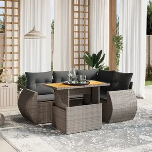 Comparateur de prix : vidaXL Salon de jardin 5 pcs avec coussins gris résine tressée