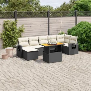 vidaXL Salon de jardin 8 pcs avec coussins noir résine tressée pas cher